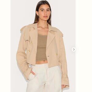 PLT Beige Cropped Belted Hem Trench Coat sz 4